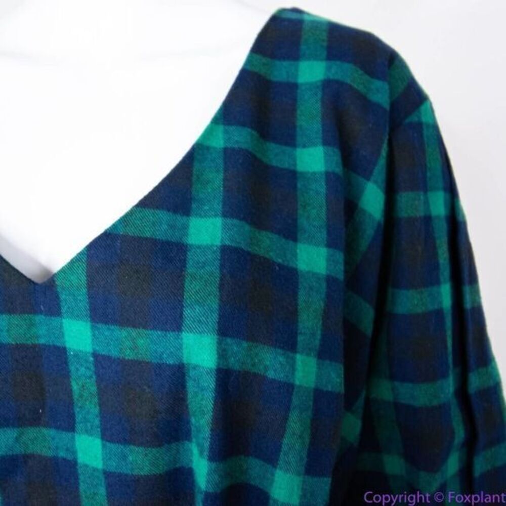 NEW Eloquii green Plaid V-Neck‎ Dress with Side Slits tie waist, plus size 28 - Picture 13 of 16